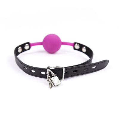 Jouets de verrouillage Jeux pour adultes Fétichisme Bouche de silicone Boule de gueule en pou Leather Bondage Restrictions Rose Rouge Noir Couleur