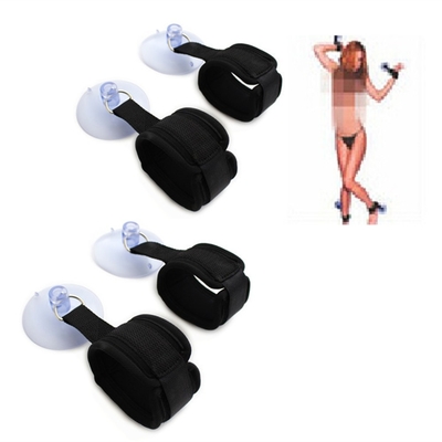 Des menottes de bondage en coton noir avec un puissant aspirateur pour les jeux de cosplay