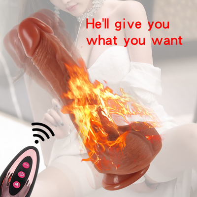 10 modes 9,6" vibrateur de gode de poussée, godes vibrants réalistes télécommandés