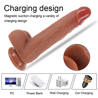 Téléscopique Vibration Poussant Realiste Dildo Femme Masturbation Avec une tasse d'aspiration