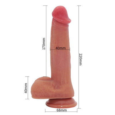 Téléscopique rechargeable en rotation poussant le dildo vibrateur femmes jouets sexuels silicone réaliste grosse marron foncé dildo